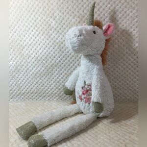 Pier 1 Imports Plush Unicorn Toy with Floral Detail Stuffed Animal Toy